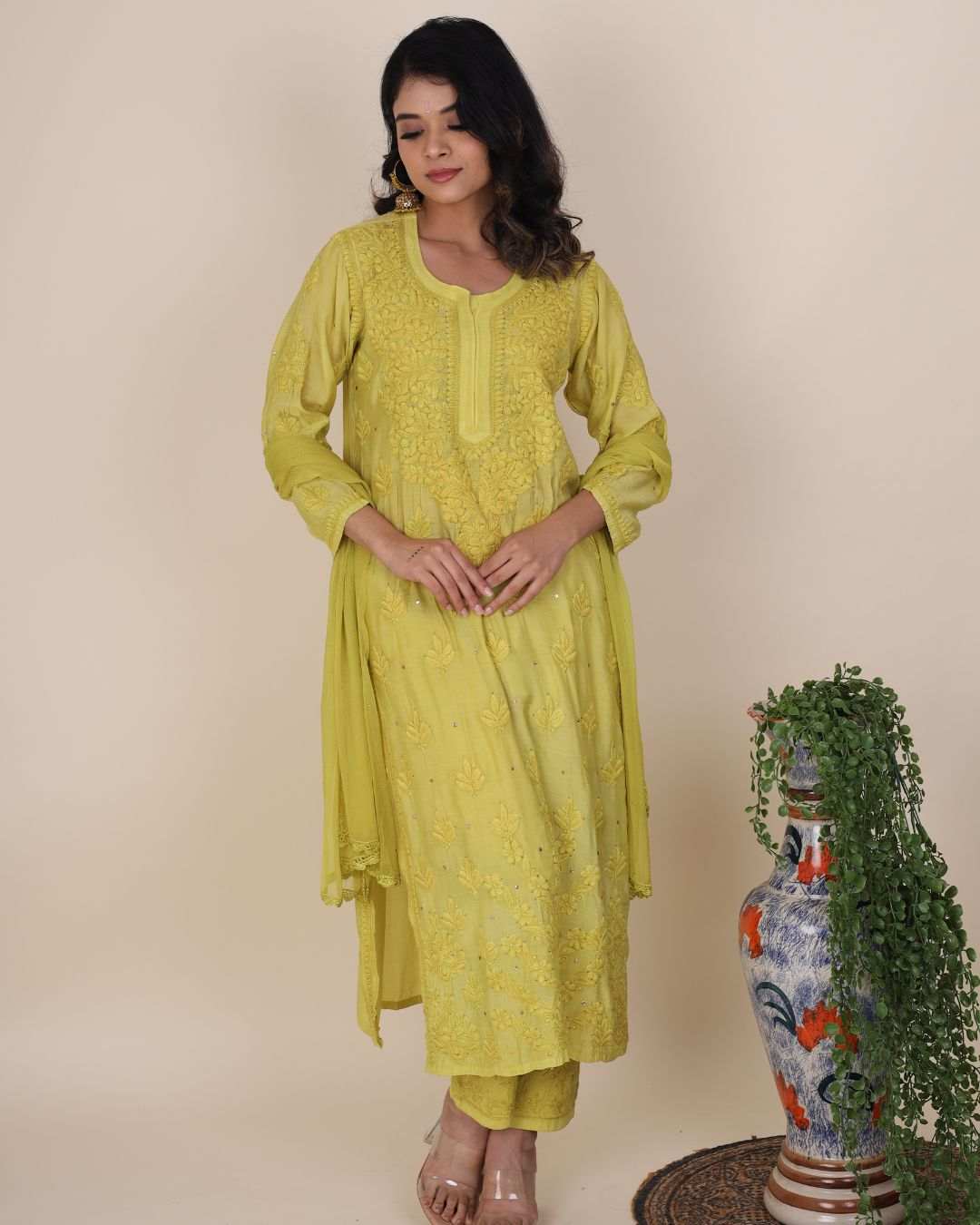 Gulaabo Lime Green Kurta Set 