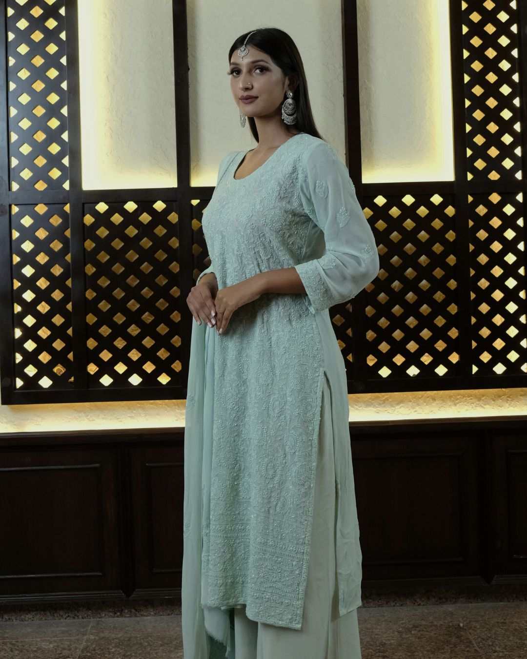 Chaand Georgette Chikankari Kurta Set