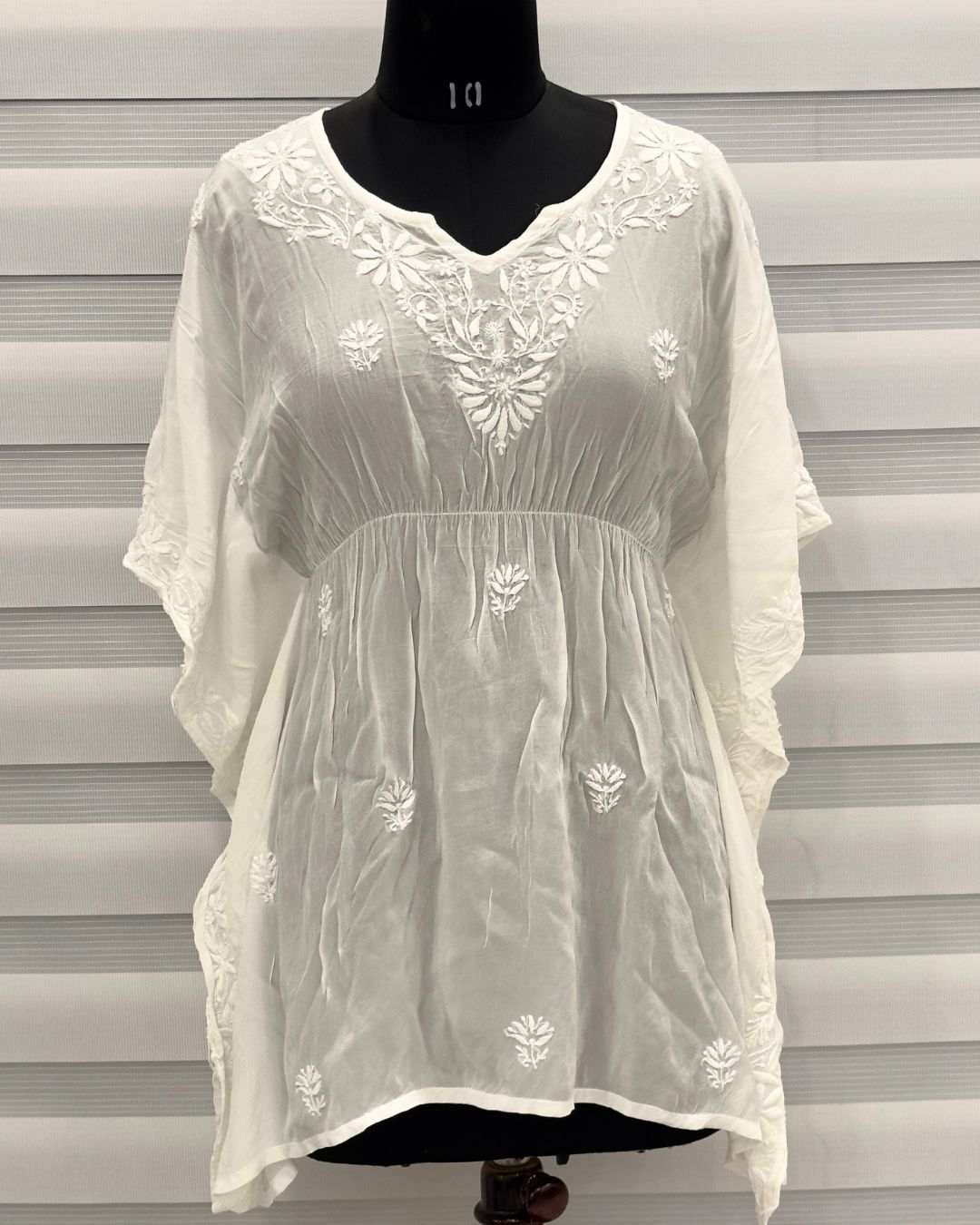 Chikankari Kaftan Short Kurti