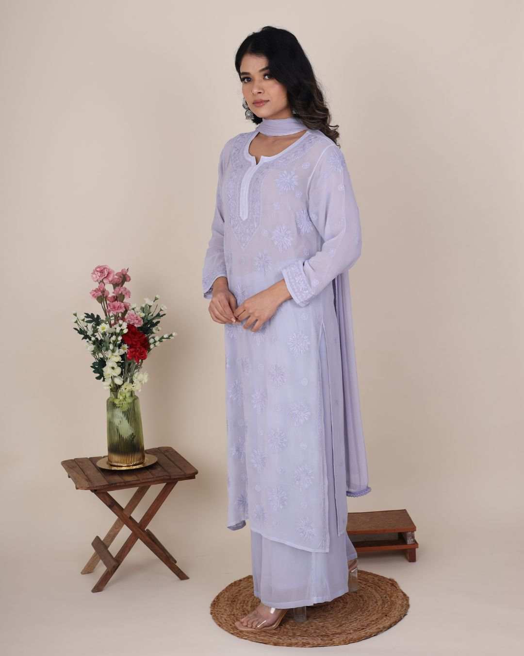 Aaliyah Blue Chiken Kurti Set 