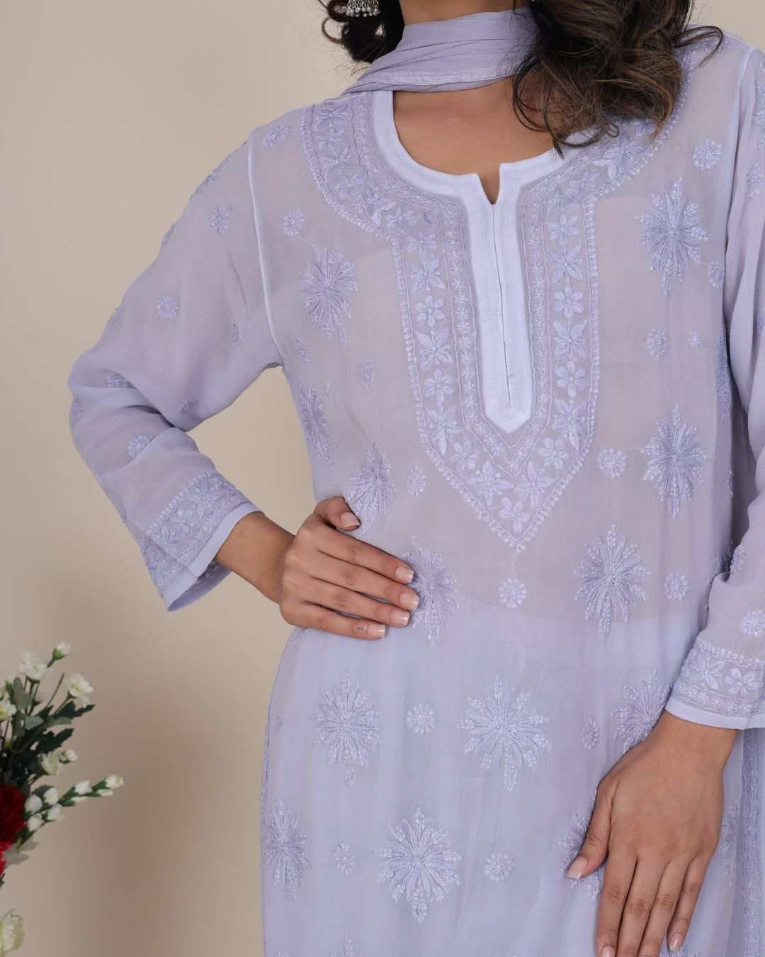 Aaliyah Blue Chiken Kurti Set 