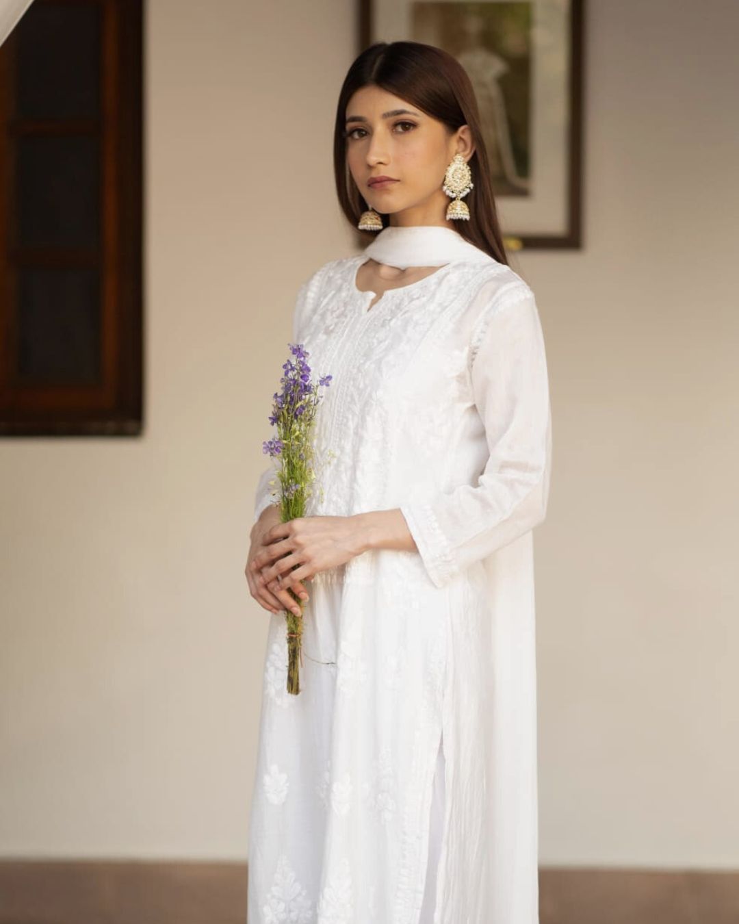 Zia White Chanderi Kurta Set