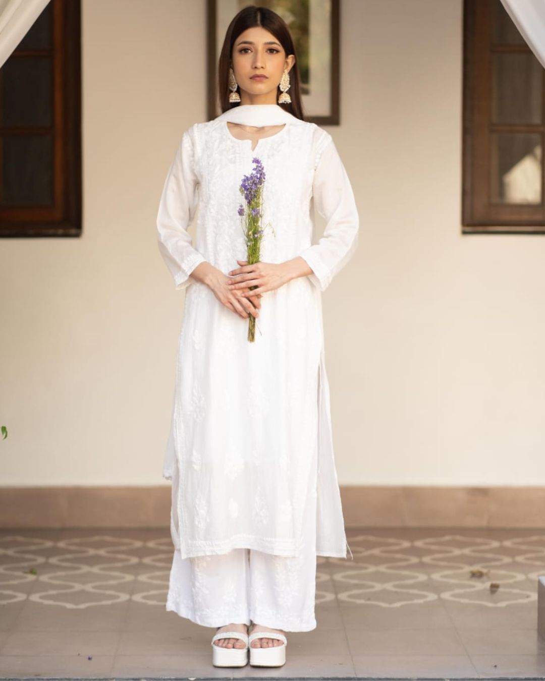 Zia White Chanderi Kurta Set