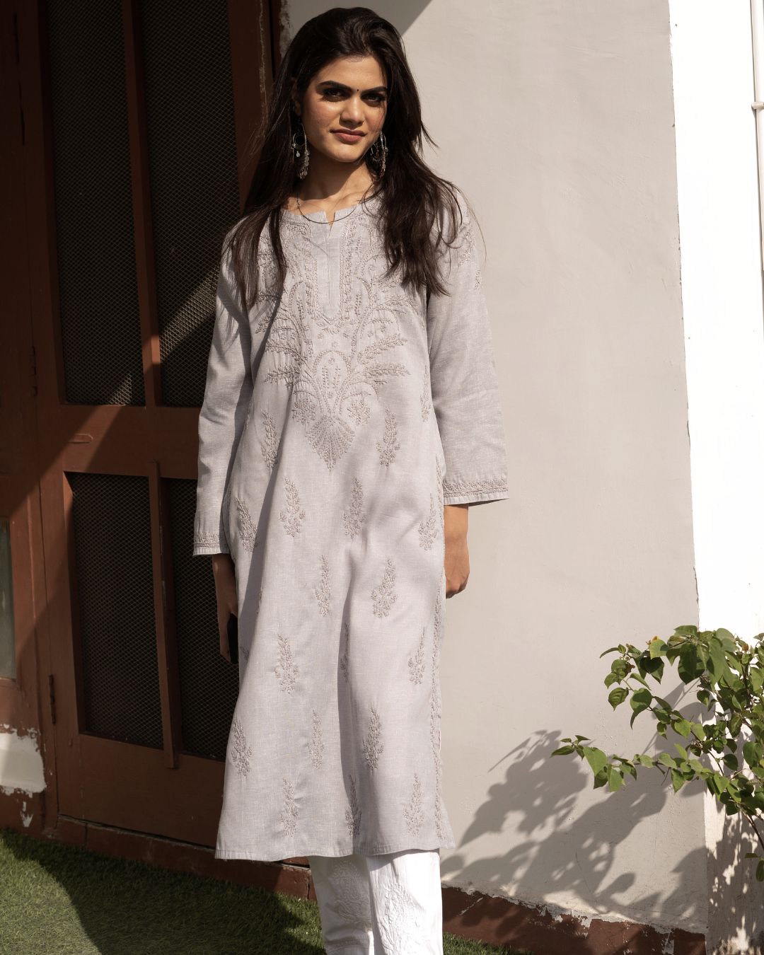 Ladies Chikan Cotton Kurta 