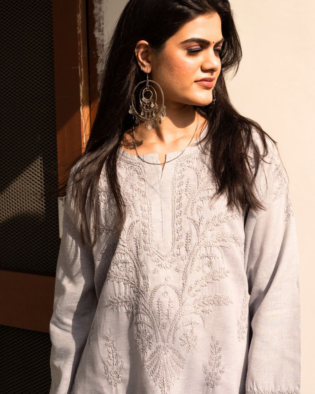 Ladies Chikan Cotton Kurta 