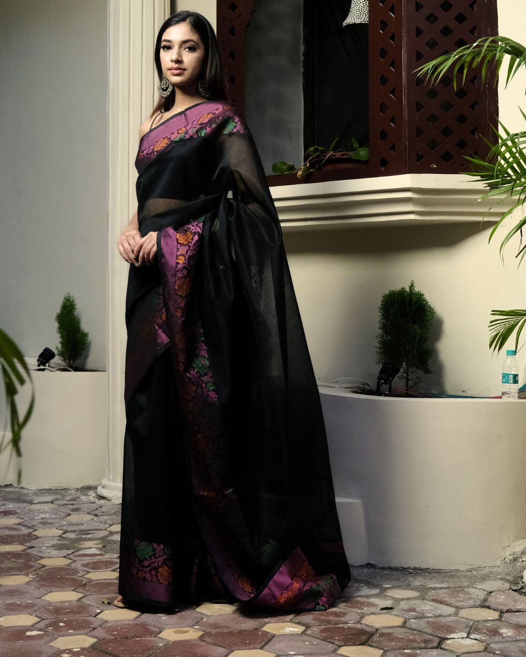 Handloom Black Banarasi saree - | House of AKS