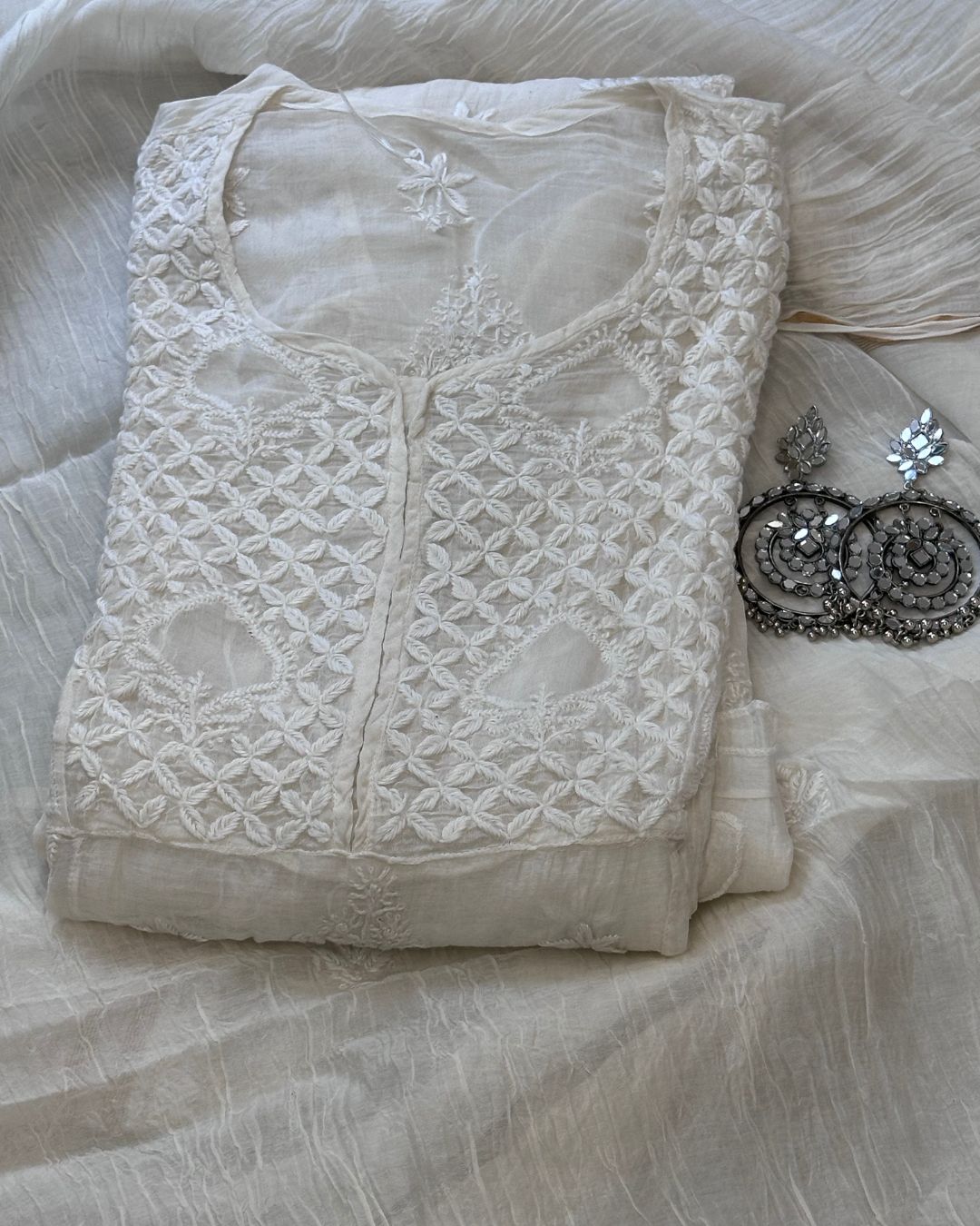 Buy Semi- Stitched Chikankari Fabric