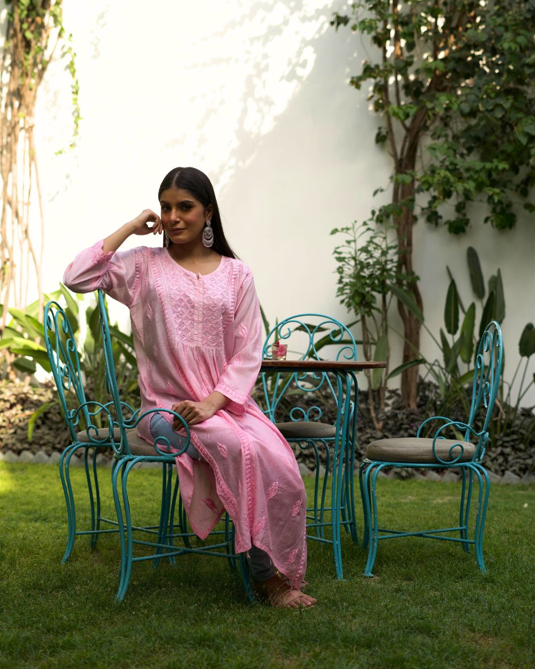 Pink Lucknowi Kurta 