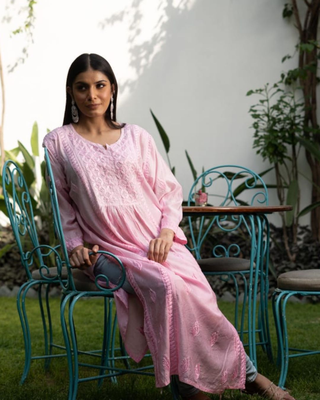 Pink Lucknowi Kurta 