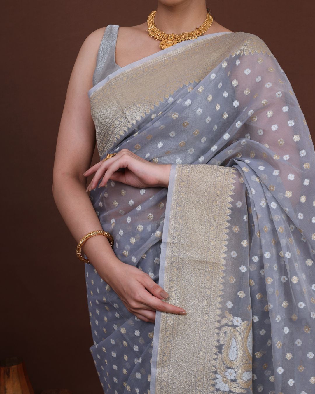 Jamdani Cotton Silk Saree -| House of AKS