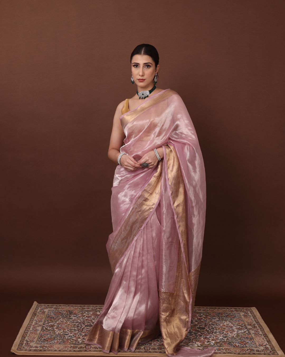 Regal Pink Banarasi Tissue Silk Saree