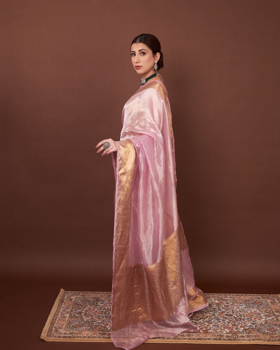 Regal Pink Banarasi Tissue Silk Saree