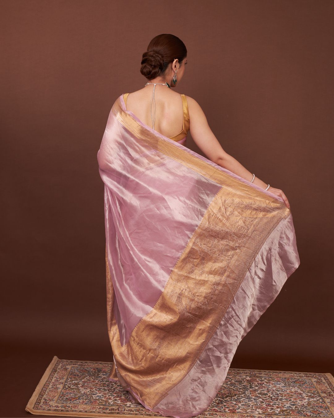 Regal Pink Banarasi Tissue Silk Saree