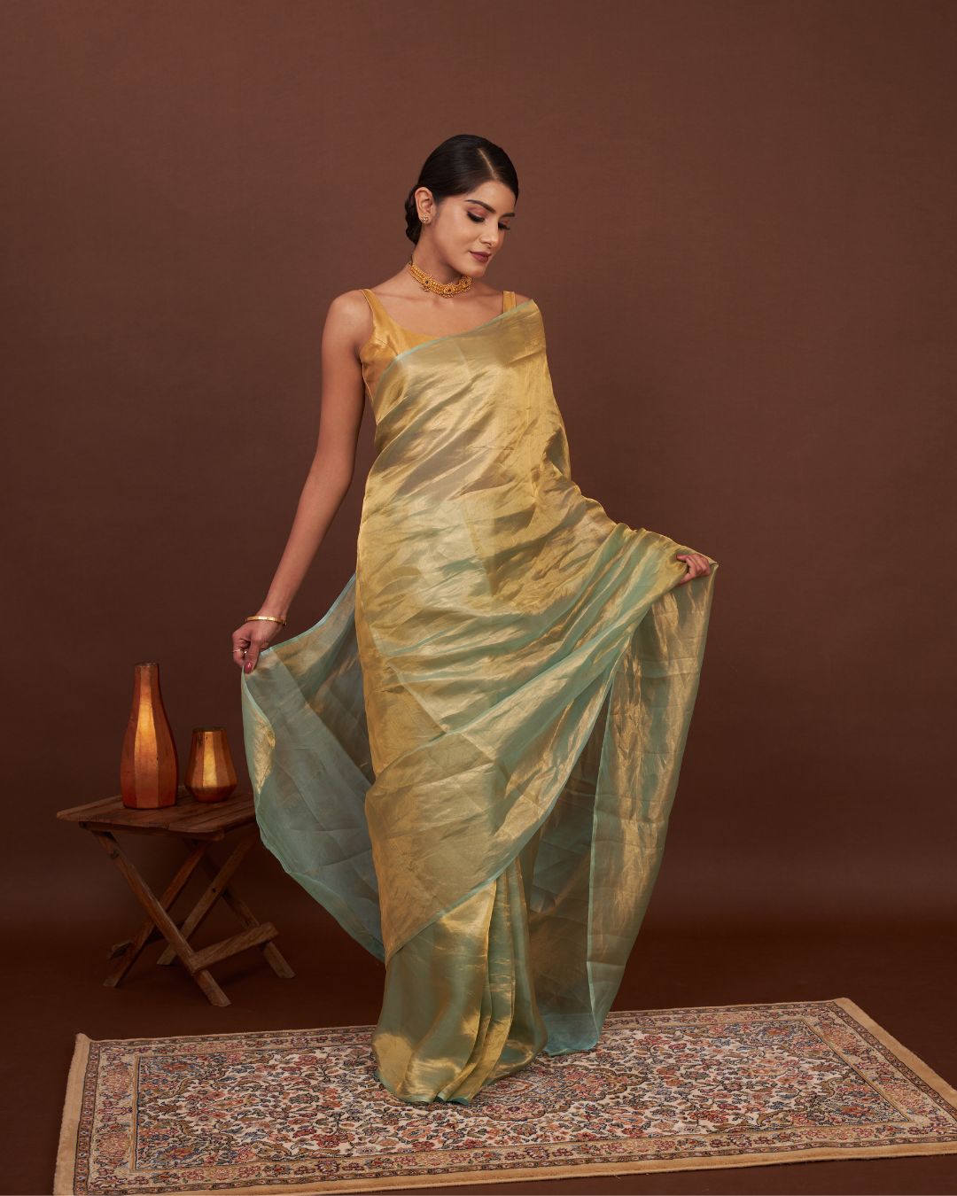 Sage Glow Pure Tissue Silk Saree