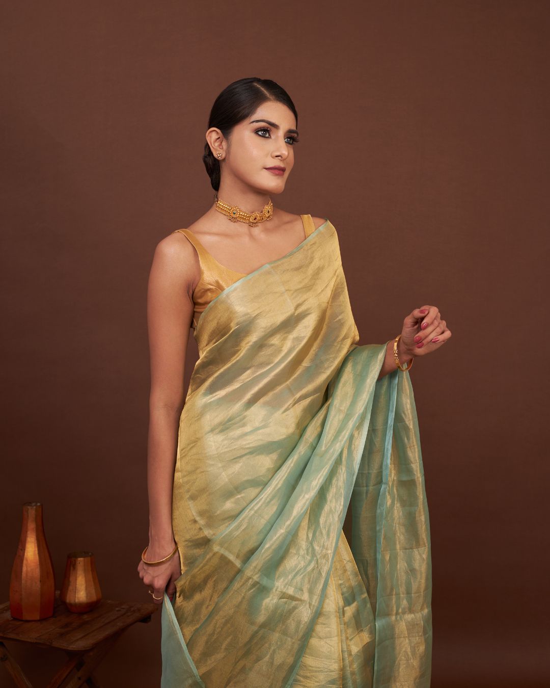 Sage Glow Pure Tissue Silk Saree