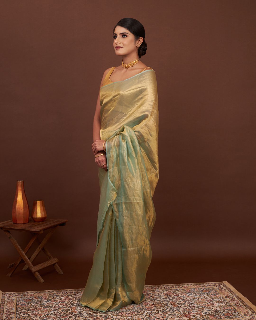 Sage Glow Pure Tissue Silk Saree