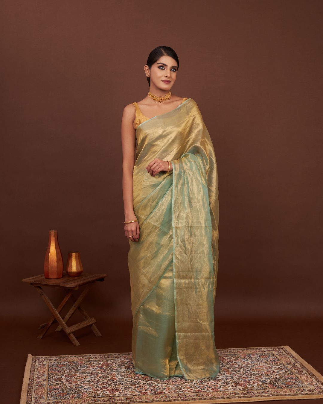 Sage Glow Pure Tissue Silk Saree