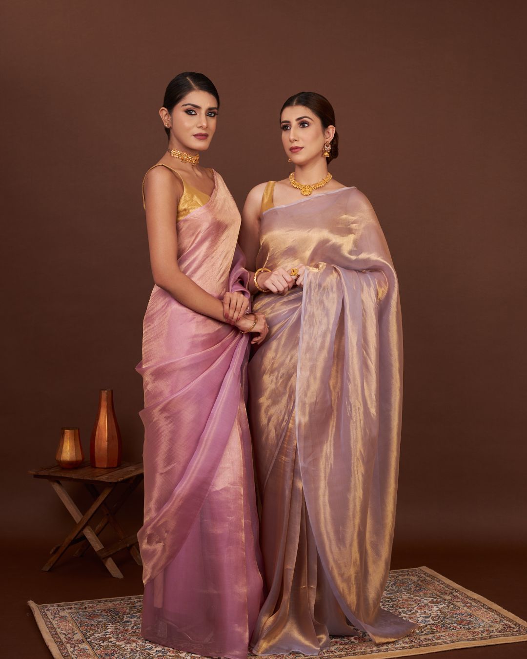 Rose Gold Whisper tissue saree