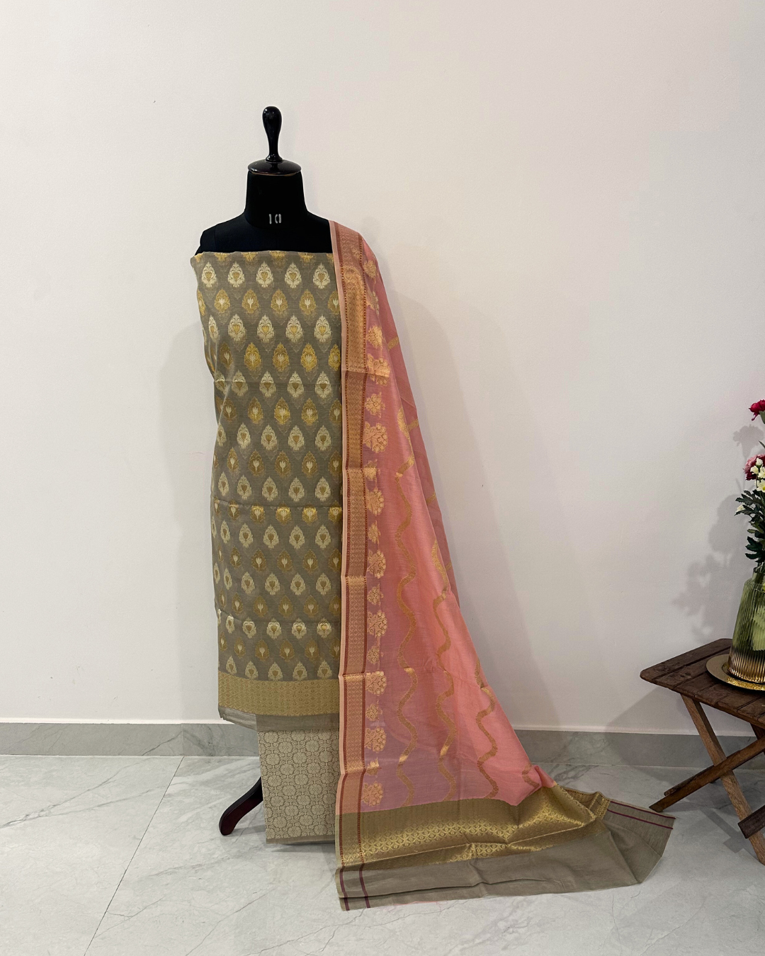 Handloom Banarasi Silk Suit Fabric For Women - | House Of AKS