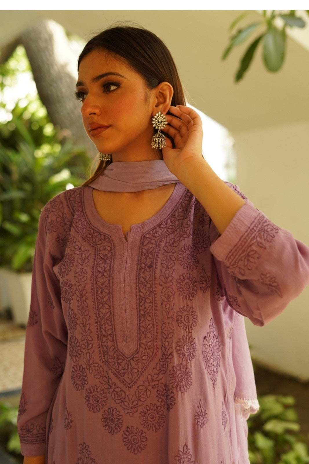 Chikankari Suit Set For Women Purple - Mahek