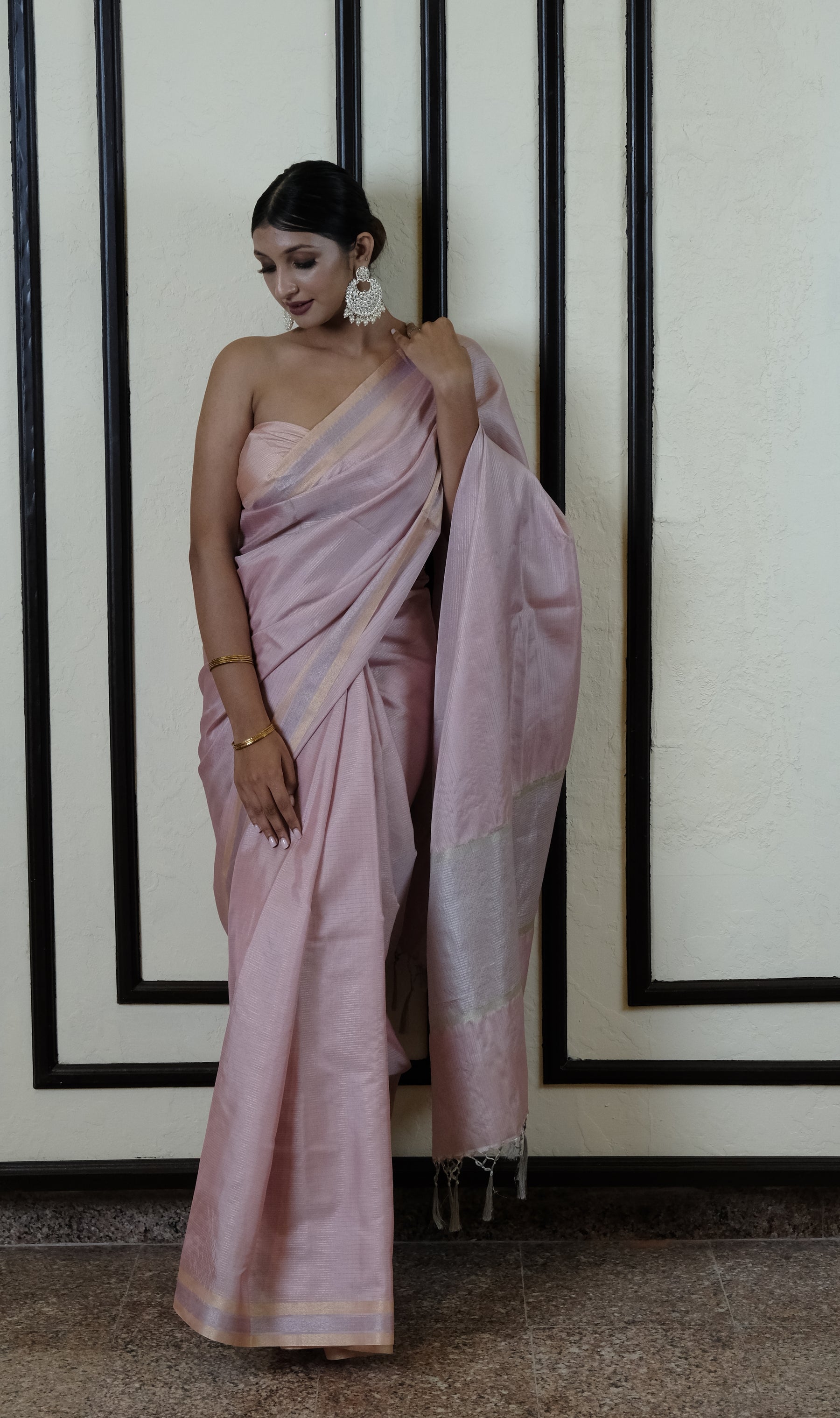 Pink-a-boo tissue silk saree