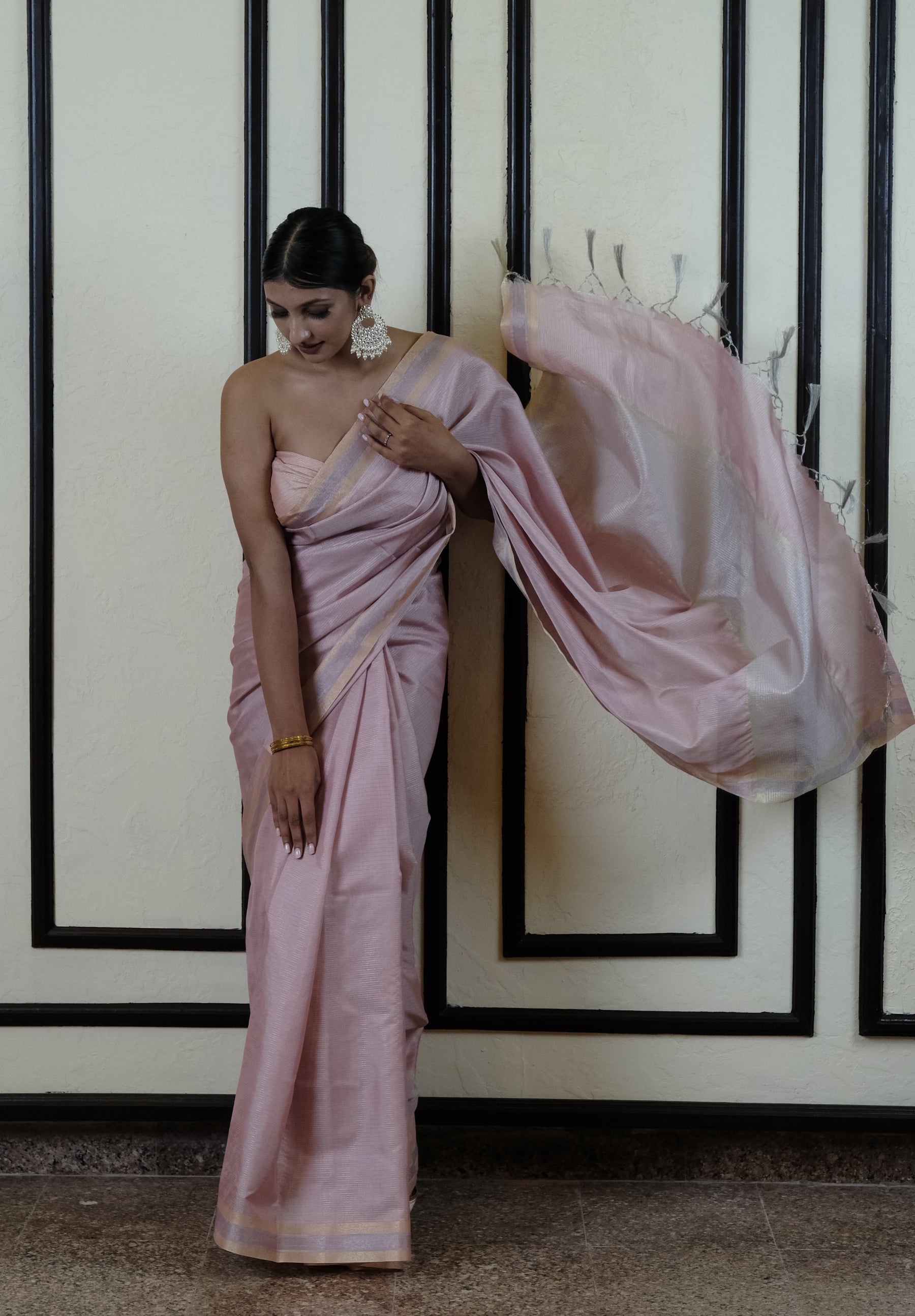 Pink-a-boo tissue silk saree